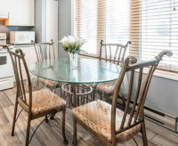 Glass Coffee / Dining Table with 4 Chairs