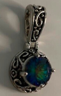 NEW sterling silver 925 necklace & pendant set purple green blue