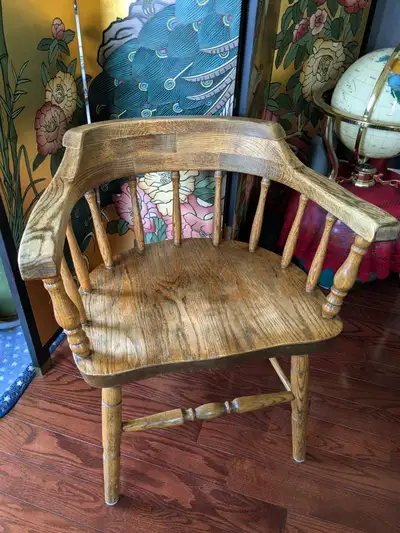 Vintage Captain Armchair, Solid Oak, View more