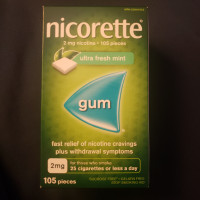 Brand New Box Nicorette 2MG Nicotine Gum, 105 Pieces, Mint