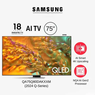 Samsung 75" Inch QLED Q80D 4K Smart TV Weekend Special Sale!, View more