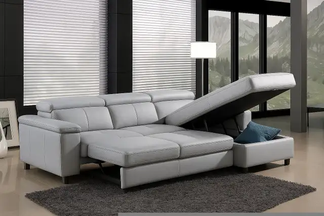 BEST SELLER Genuine Top Grain leather sectional sofa bed in Couches & Futons in Vancouver - Image 4