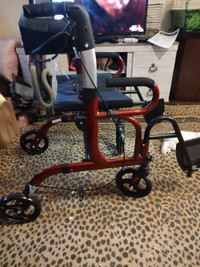 Walker that turns into wheelchair