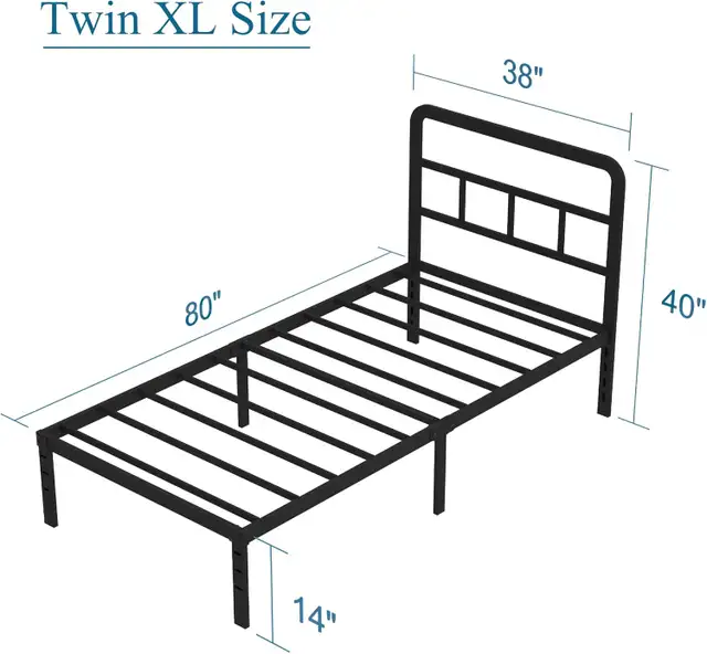 Twin XL avec tête de lit et matelas, draps et couvertures in Beds & Mattresses in Laval / North Shore - Image 3