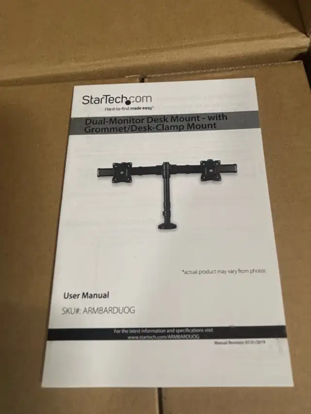StarTech Desk  Dual Monitor Arm -  with Grommet desk -clamp  in Monitors in Cambridge - Image 4
