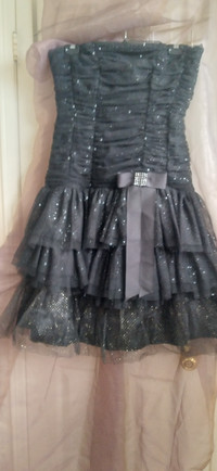 Black Strapless Ruffle Party Dress