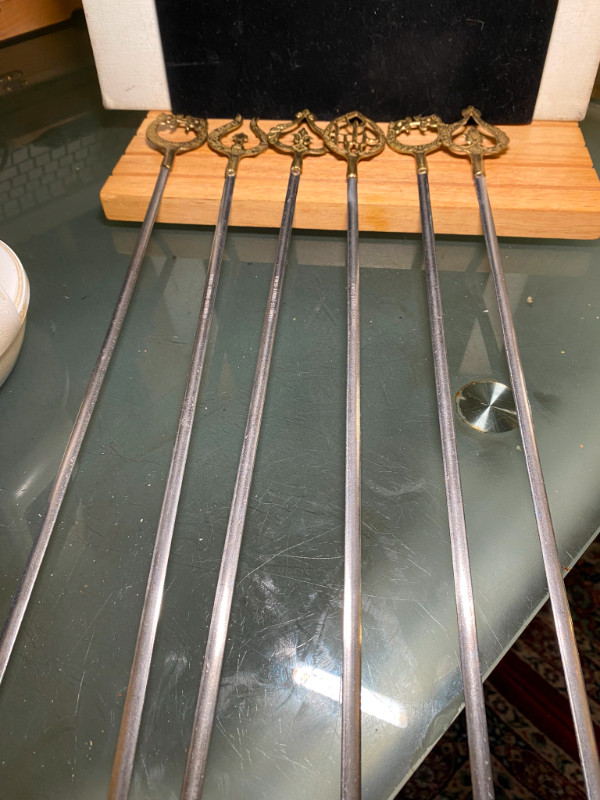 Vintage Turkish BBQ Skewers, 8 Brass and Stainless Steel Kebab S in Arts & Collectibles in Vancouver