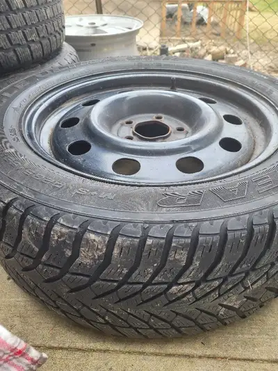 We have a used P235 55 R17 Goodyear winter tire on steel rim for sale We are asking $40.00 O.B.O.