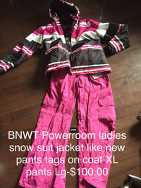 SNOW SUIT -BNWT on pants L- no tag on Coat XL $100 