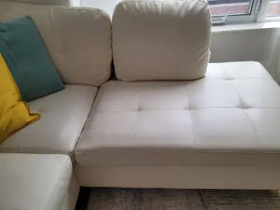 Sectional Sofa White faux leather, View more