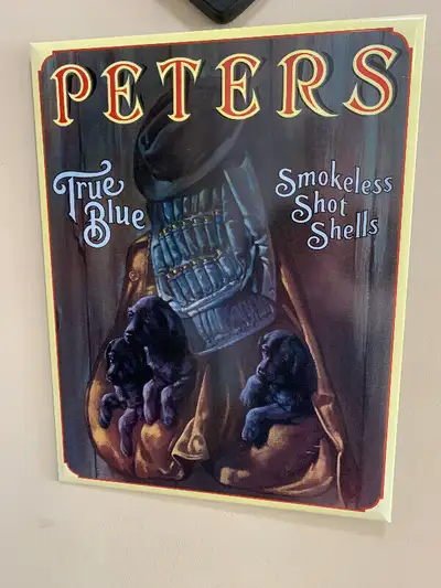 Vintage Peter's Smokeless Shot shells Tin sign Mint condition, View more