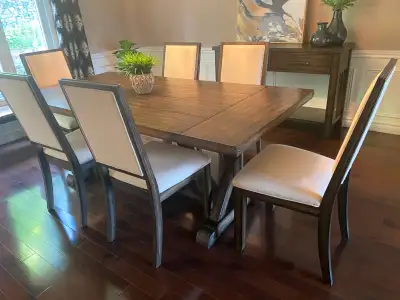 8-Piece Wooden Dining Set with Side Table, View more