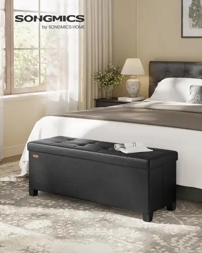 SONGMICS Foldable Storage Ottoman Bench – Ink Black (110 cm), View more