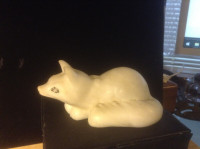 Antique Figure White Stone Fox Signed