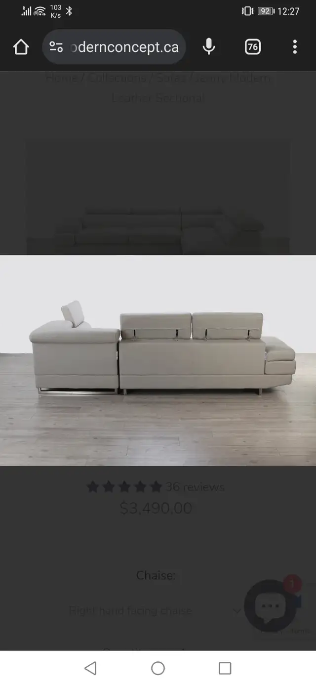 Jenny Modern Cloth Sectional couch in Couches & Futons in Kingston - Image 3