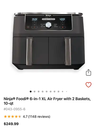 Ninja Foodi 6-in-1 XL Air Fryer With 2 Baskets, View more