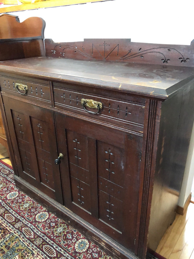 Circa 1900 Oak Buffet, 120 years of Patina, FREE DELIVERY in WPG in Hutches & Display Cabinets in Winnipeg