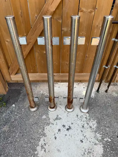 $100 for all four pieces steels post stair rails, View more