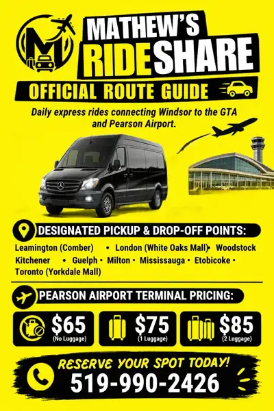 ☎️☎️✈️✈️ 5am  & 3pm DAILY WINDSOR ↔️ TORONTO DAILY , View more