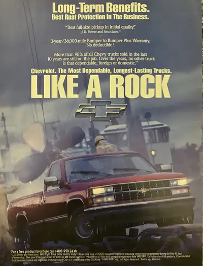 «Like a rock.» Dimensions : 8 inches wide by 11 inches high. In excellent condition. Please reach ou...