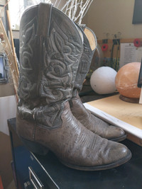 Grey cowhide - ostrich skin cowboy boots