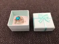 Turquoise/silver boho ring, size 5.5