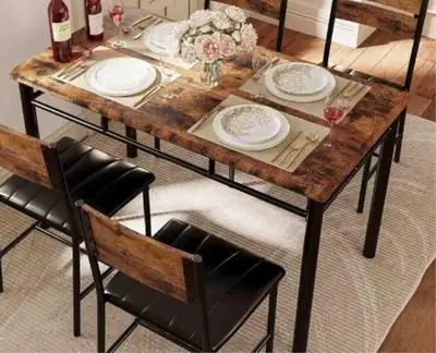 Ironck Wooden Dining Table, Rustic Brown, View more
