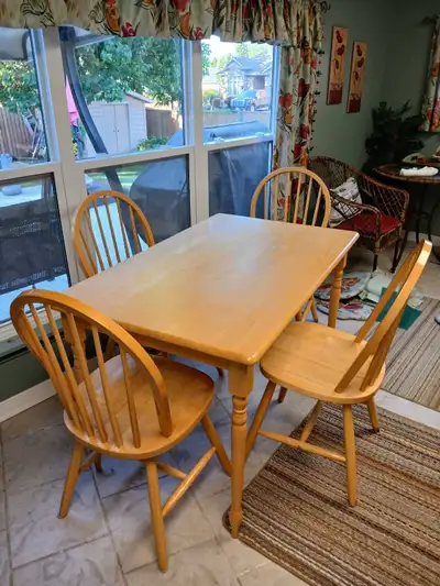 Solid Wood Dining Table and 4 Chairs, View more