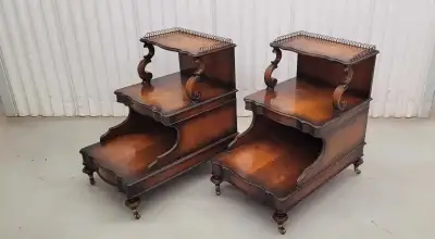 Pair of antique 19th century three-tier side tables. These awesome and server style set of tables ha...