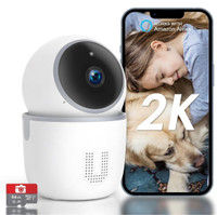 New Indoor Security Camera Wireless 2K, WiFi Pet Camera with Nig