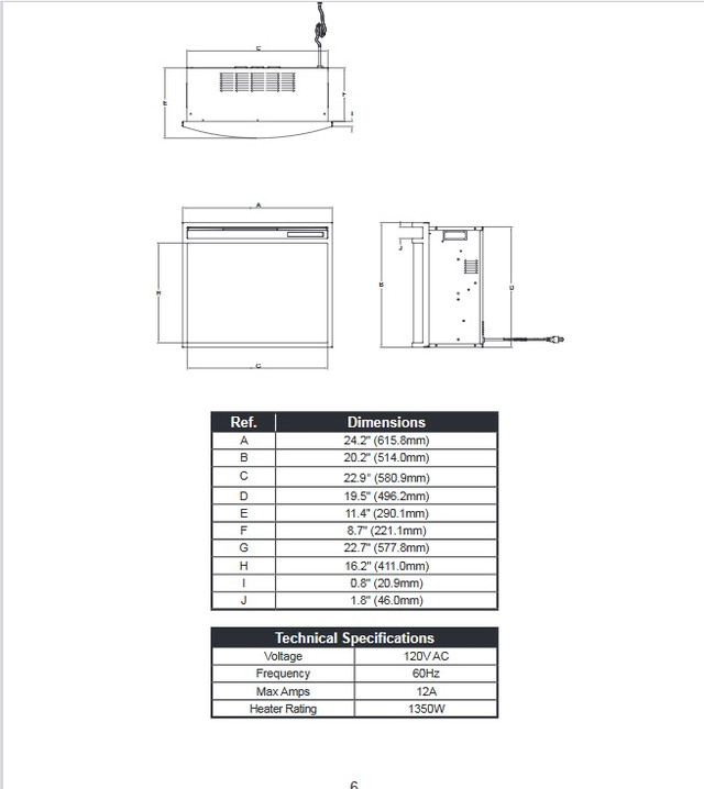 Pleasant Hearth 24" Fire Box Insert in Fireplace & Firewood in London - Image 2