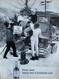 1966 Imperial Hiram Walker Whiskey w/Snow Vehicle Original Ad