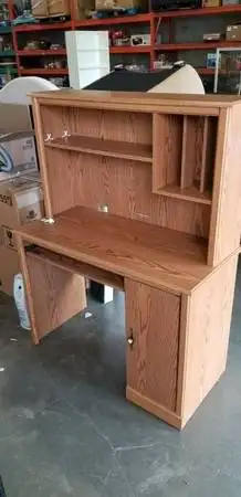 DESK WITH HUTCH BACK WITH OAK FINISH, View more