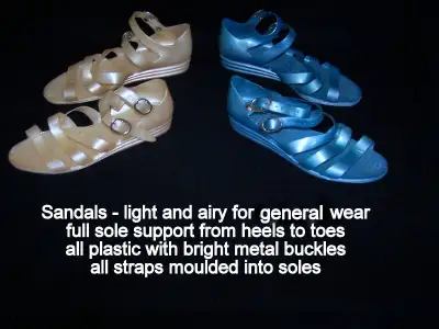 2 Pair, open toe plastic sandals, use in-out, home/pool, $5 pair, View more