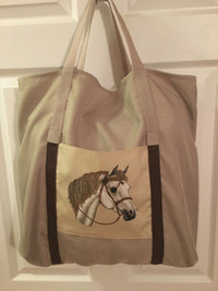 Horse Theme Tote Bag: Shopping/Grocery.  Custom-made. Washable.