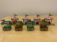  Beautiful Circus Christmas ornaments , set of 8 , no chips 