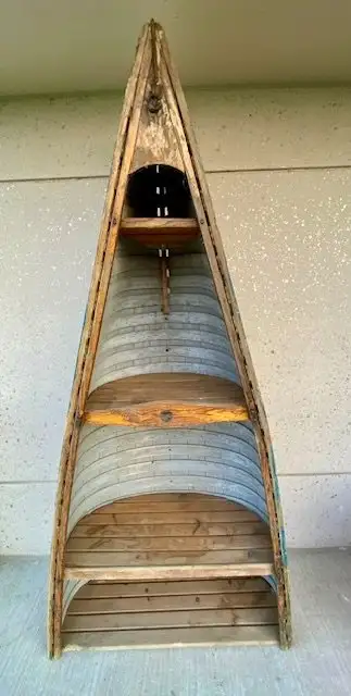 1930's Chestnut Freighter Canoe Shelf. The hull was found semi-submerged on an inland lake in Algonq...