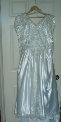 Continental Wedding Dress (Atlas) with long Sleeves , Size Small
