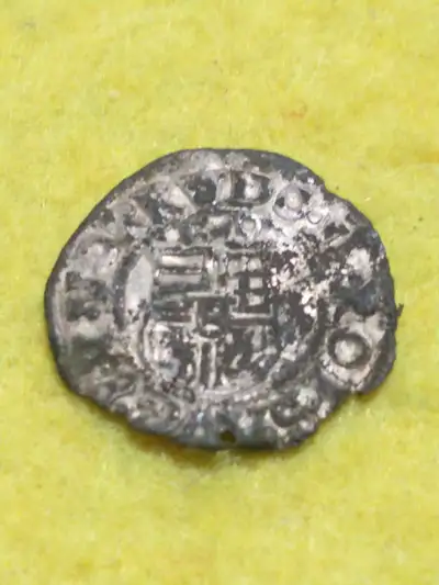 1569 Kingdom of Hungary Rudolf I silver denar, worn and corroded, #2017-0699 in RB2. The obverse pic...