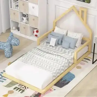 New Wood Bed With House-Shaped Headboard, View more