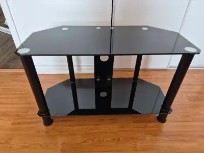 Black glass TV stand – Excellent condition (40x80x53 cm), View more