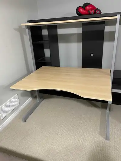 Adjustable Height Desk with Shelving Unit, View more