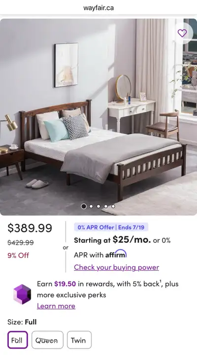 Full Size Wooden Bed Frame, View more