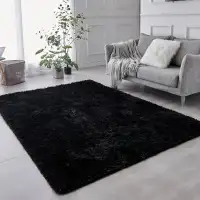 Tapis moelleux poil longue 1,6x2m-Noir/Carpet rug shaggy