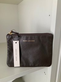 MARC JACOBS Taupe Leather Zippered Pouch Bag BRAND NEW WITH TAG