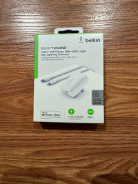 BELKIN USB-C Charger 20W + USB-C Cable w Lightning Connector