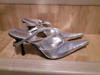 Beautiful Egyptian Biagoti Silver Slingback Shoes