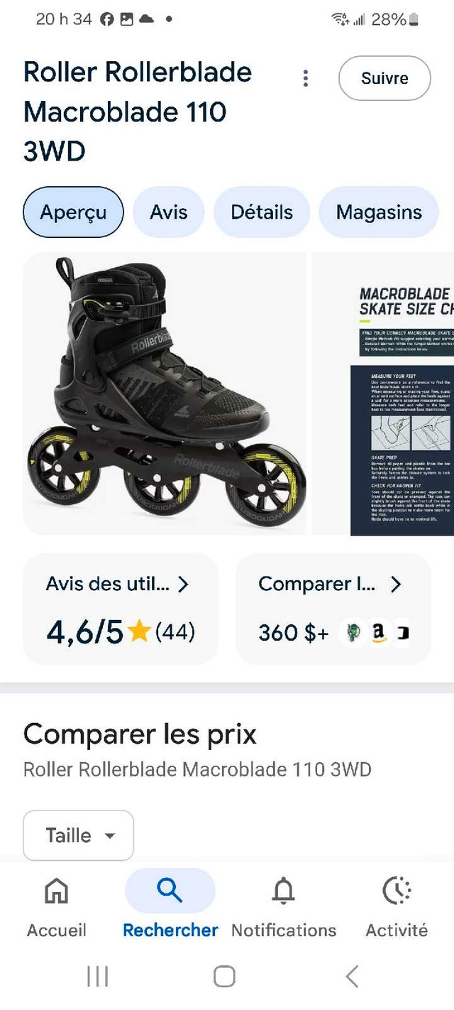 patin a roues alignees  Rollerblade dans Patins et patins à roulettes  à Saint-Jean-sur-Richelieu