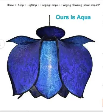 Hanging Blooming Lotus Lamp - Aqua - 20" diameter, View more