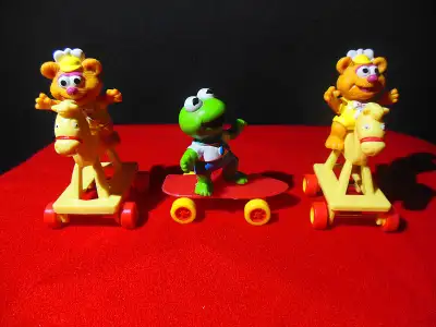RETRO VINTAGE MUPPET BABIES TOYS KERMIT, 2 FOZZIE BEARS ON HORSE, View more